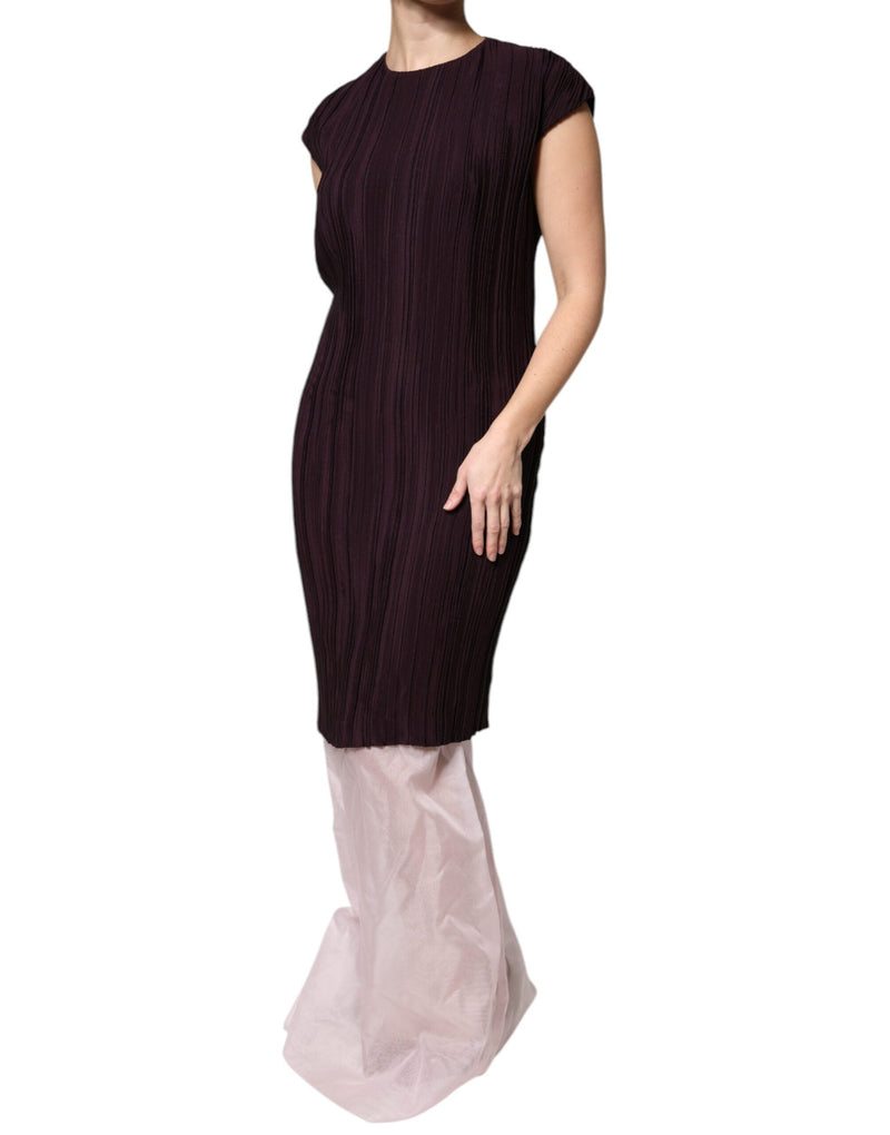 Brown Silk Short Sleeves Sheath Maxi Dress Barbara Casasola