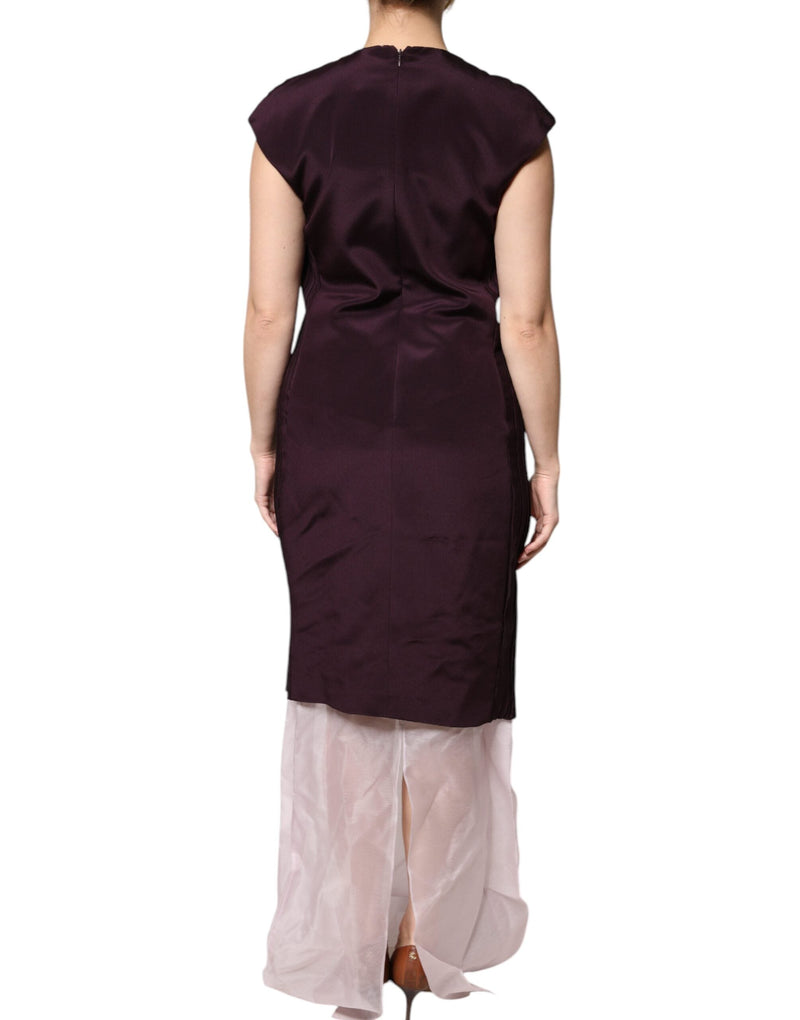 Brown Silk Short Sleeves Sheath Maxi Dress Barbara Casasola