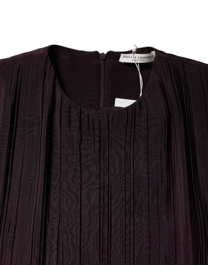 Brown Silk Short Sleeves Sheath Maxi Dress Barbara Casasola