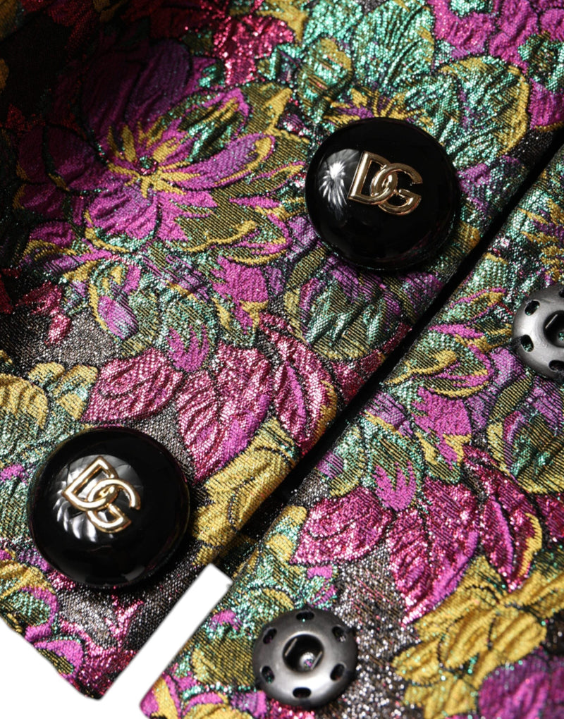 Multicolor Floral Jacquard Cropped Jacket Dolce & Gabbana