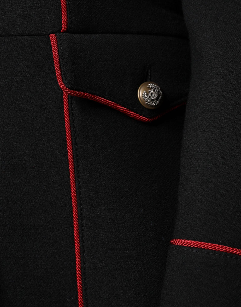 Black Single Breasted Trench Coat Jacket Dolce & Gabbana