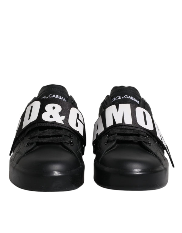 Black D&G AMORE Low Top Sneakers Shoes Dolce & Gabbana