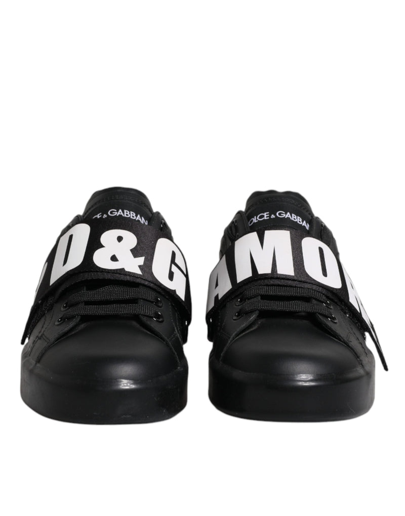 Black D&G AMORE Low Top Sneakers Shoes Dolce & Gabbana