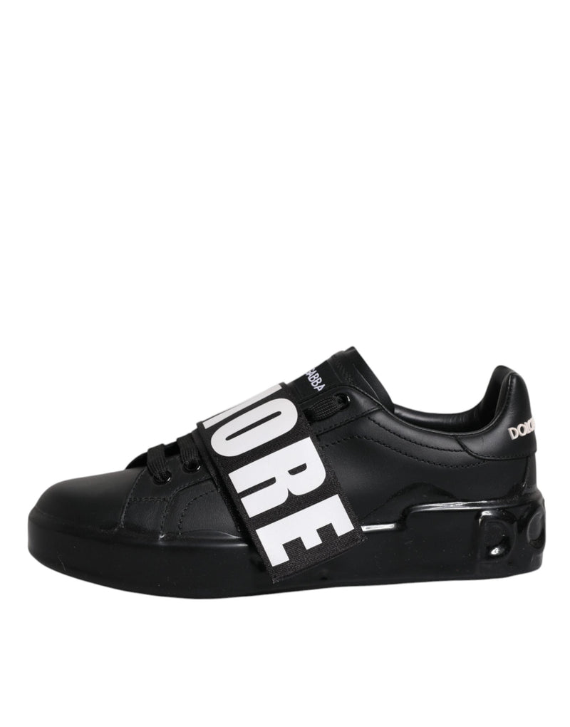 Black D&G AMORE Low Top Sneakers Shoes Dolce & Gabbana