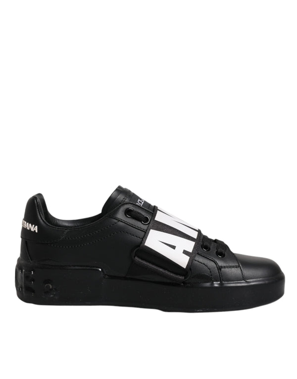 Black D&G AMORE Low Top Sneakers Shoes Dolce & Gabbana