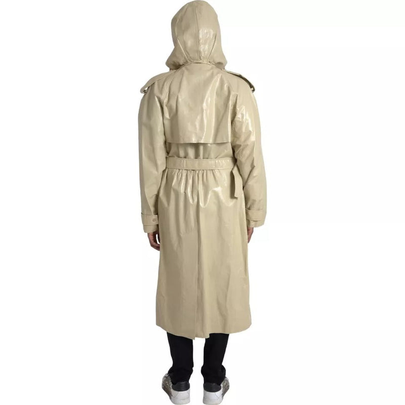 Beige Lambskin Leather Trench Coat Jacket Bottega Veneta