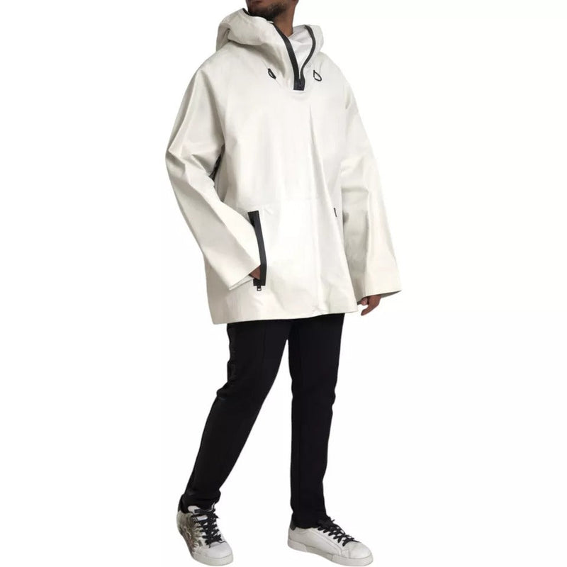 White Leather Men Waterproof Jacket Blouson Bottega Veneta