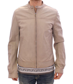 Elegant Beige Leather Lambskin Jacket Dolce & Gabbana