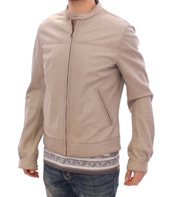 Elegant Beige Leather Lambskin Jacket Dolce & Gabbana