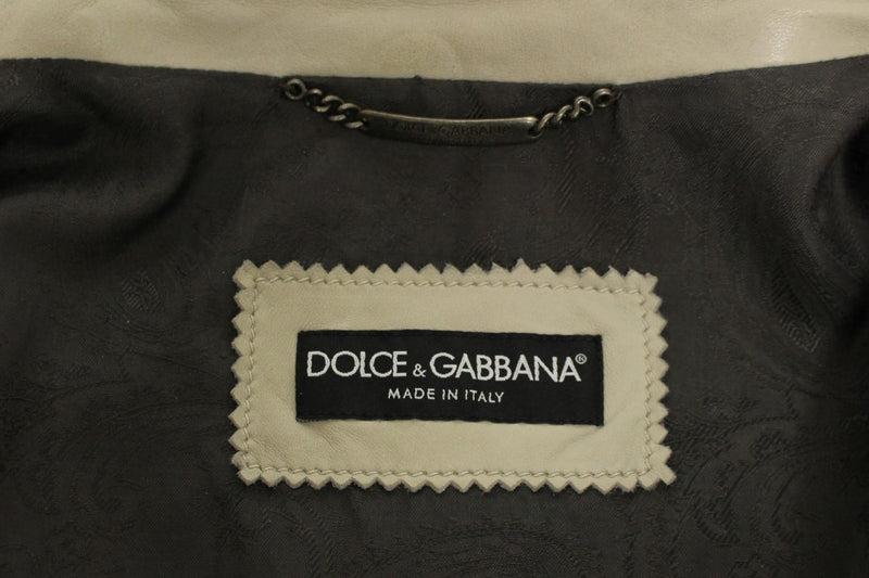 Elegant Beige Leather Lambskin Jacket Dolce & Gabbana