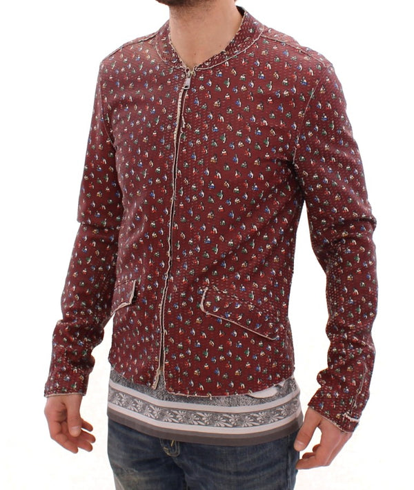 Exclusive Boxer Print Bordeaux Leather Jacket Dolce & Gabbana