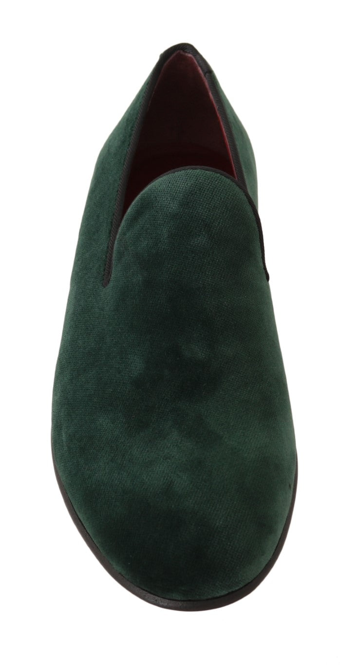 Elegant Green Suede Slip-On Loafers Dolce & Gabbana