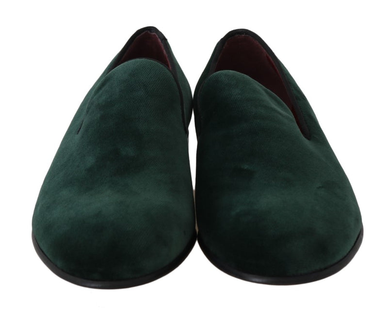 Elegant Green Suede Slip-On Loafers Dolce & Gabbana