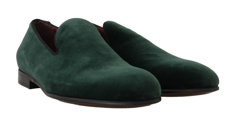 Elegant Green Suede Slip-On Loafers Dolce & Gabbana