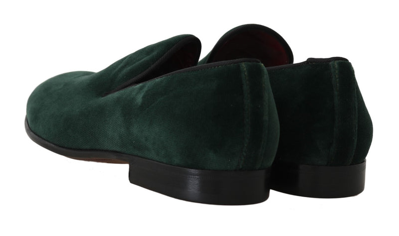 Elegant Green Suede Slip-On Loafers Dolce & Gabbana