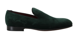 Elegant Green Suede Slip-On Loafers Dolce & Gabbana