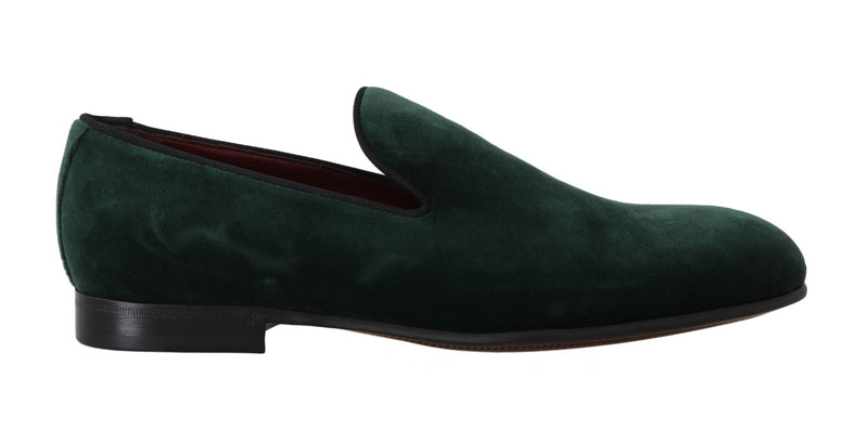 Elegant Green Suede Slip-On Loafers Dolce & Gabbana