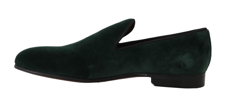 Elegant Green Suede Slip-On Loafers Dolce & Gabbana