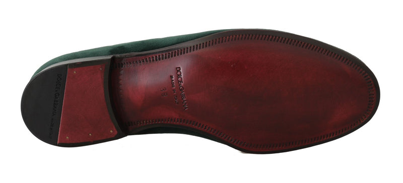 Elegant Green Suede Slip-On Loafers Dolce & Gabbana