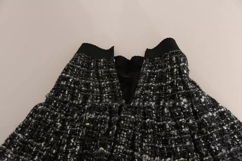 Black Check Flounce Detailed Wool Mini Skirt Dolce & Gabbana