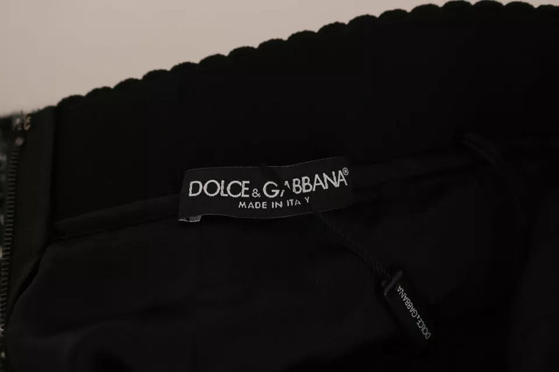 Black Check Flounce Detailed Wool Mini Skirt Dolce & Gabbana