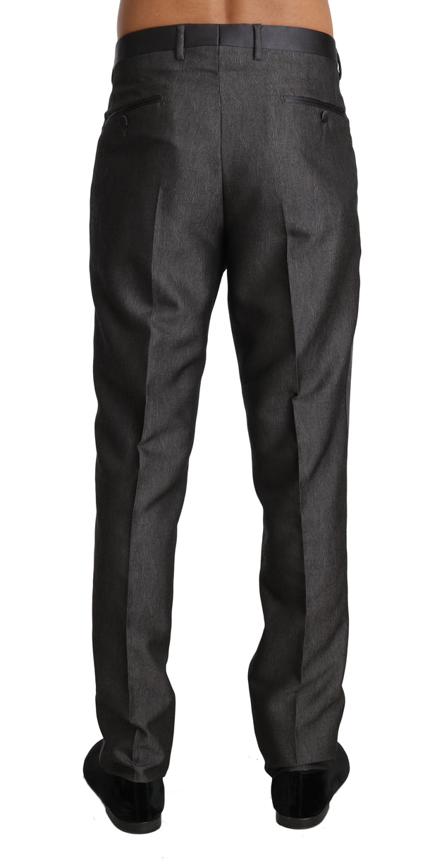 Elegant Patterned Gray Wool Blend Trousers Dolce & Gabbana