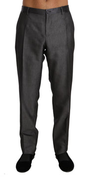 Elegant Patterned Gray Wool Blend Trousers Dolce & Gabbana