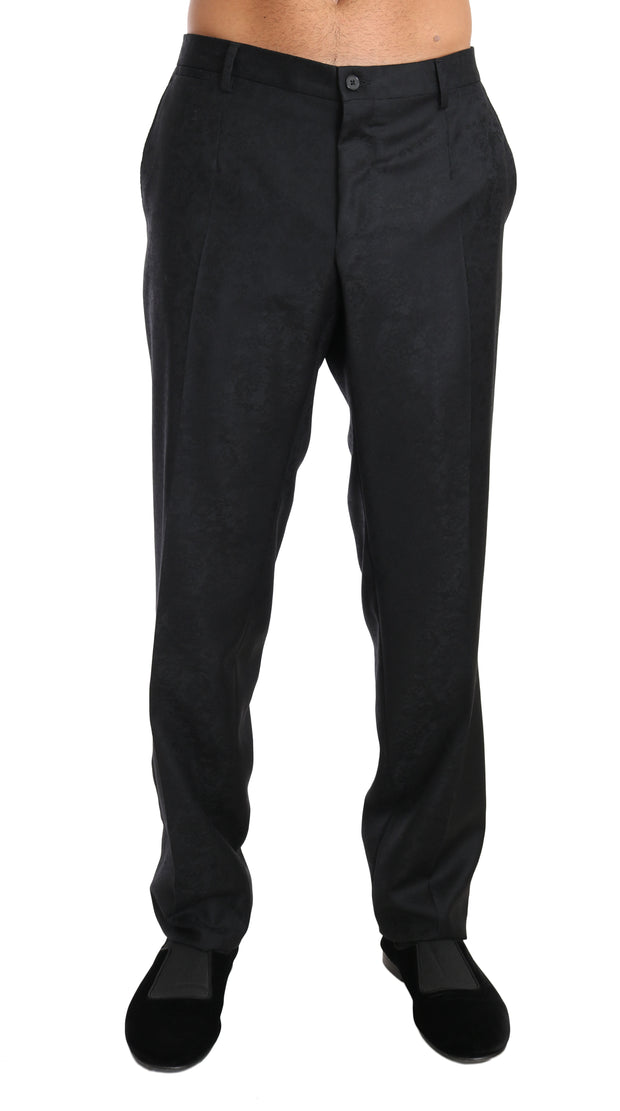 Elegant Gray Patterned Formal Pants Dolce & Gabbana