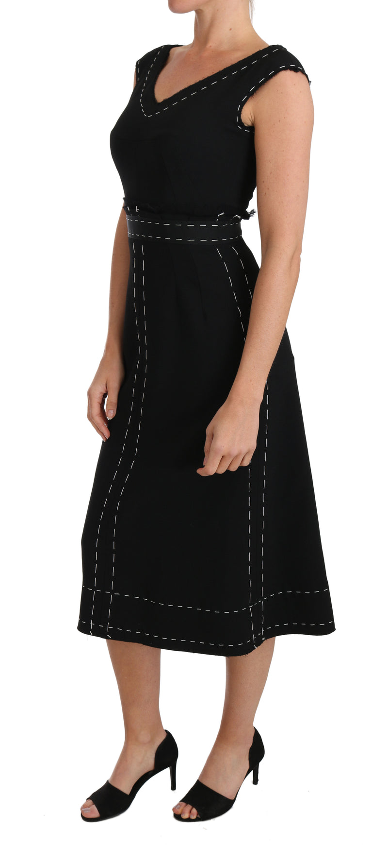 Elegant Black Sheath Wool Dress Dolce & Gabbana