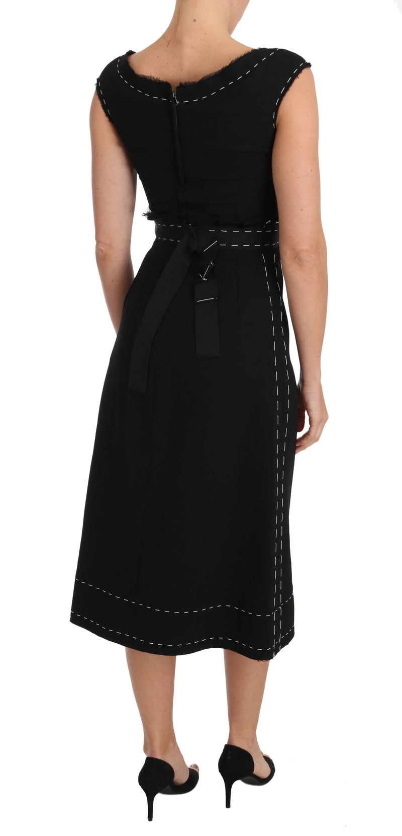 Elegant Black Sheath Wool Dress Dolce & Gabbana