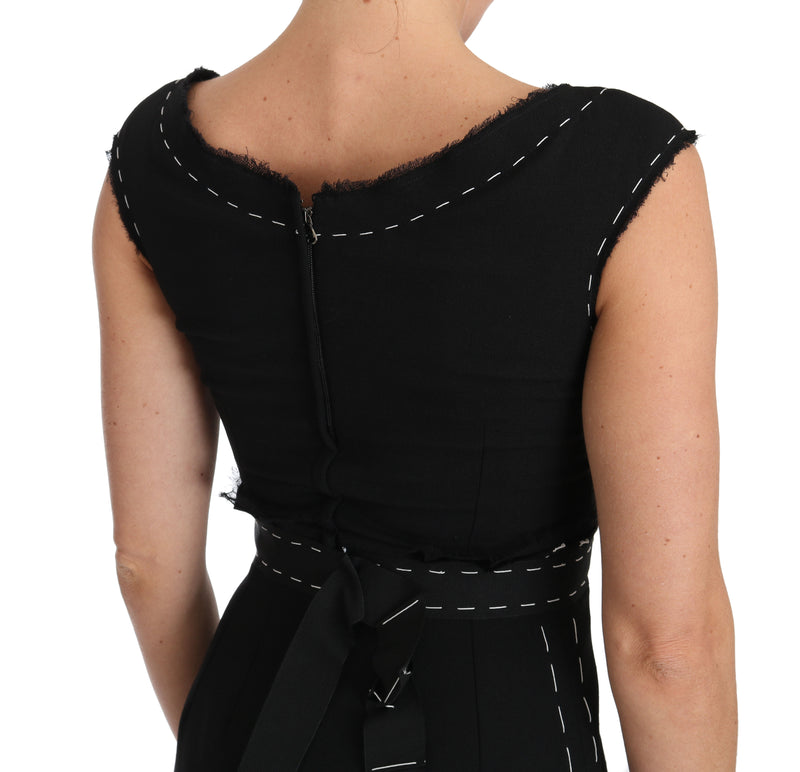 Elegant Black Sheath Wool Dress Dolce & Gabbana