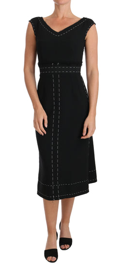 Elegant Black Sheath Wool Dress Dolce & Gabbana