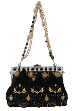 Black Tassel Gold Baroque Crystal Evening Clutch Dolce & Gabbana