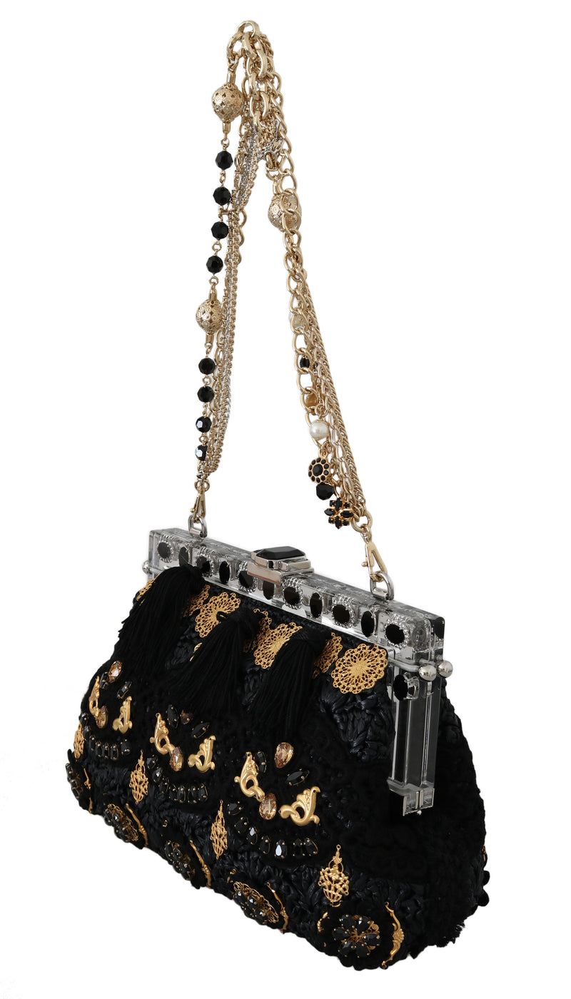 Black Tassel Gold Baroque Crystal Evening Clutch Dolce & Gabbana