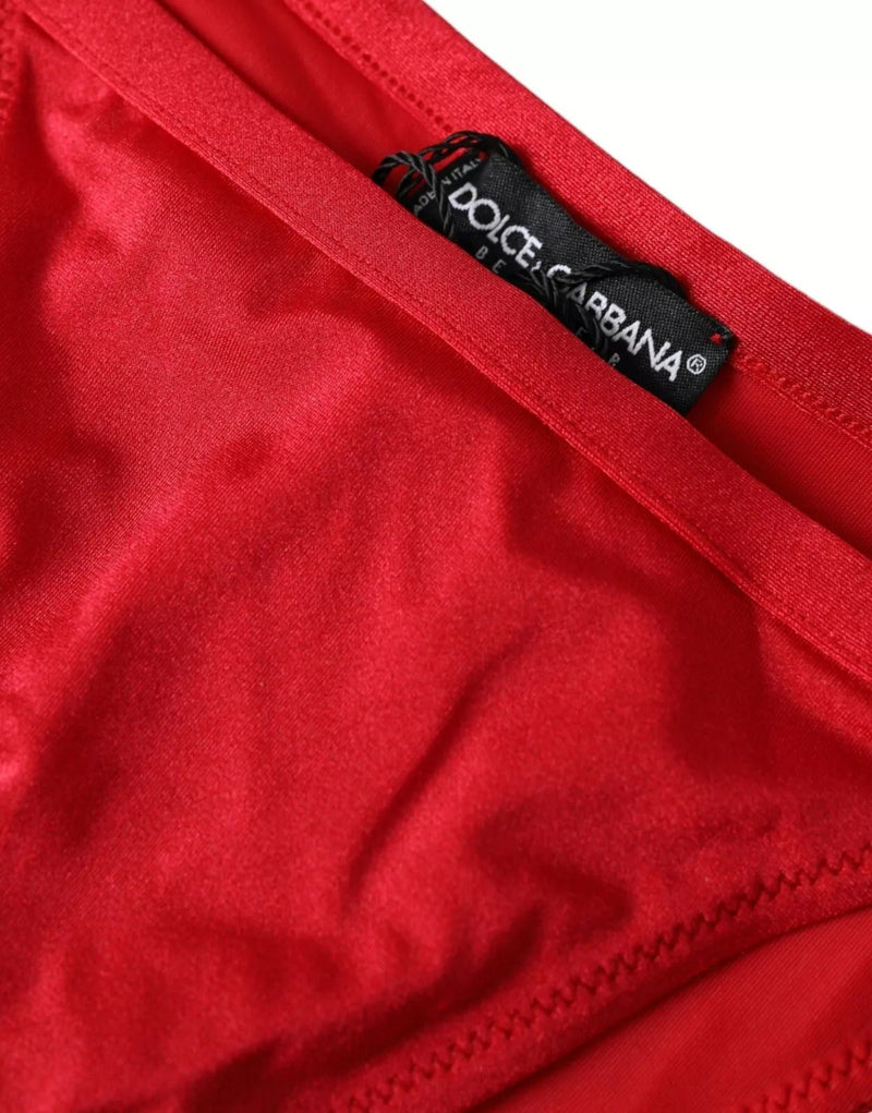 Red Nylon Stretch Beachwear Swimwear Bottom Bikini Dolce & Gabbana