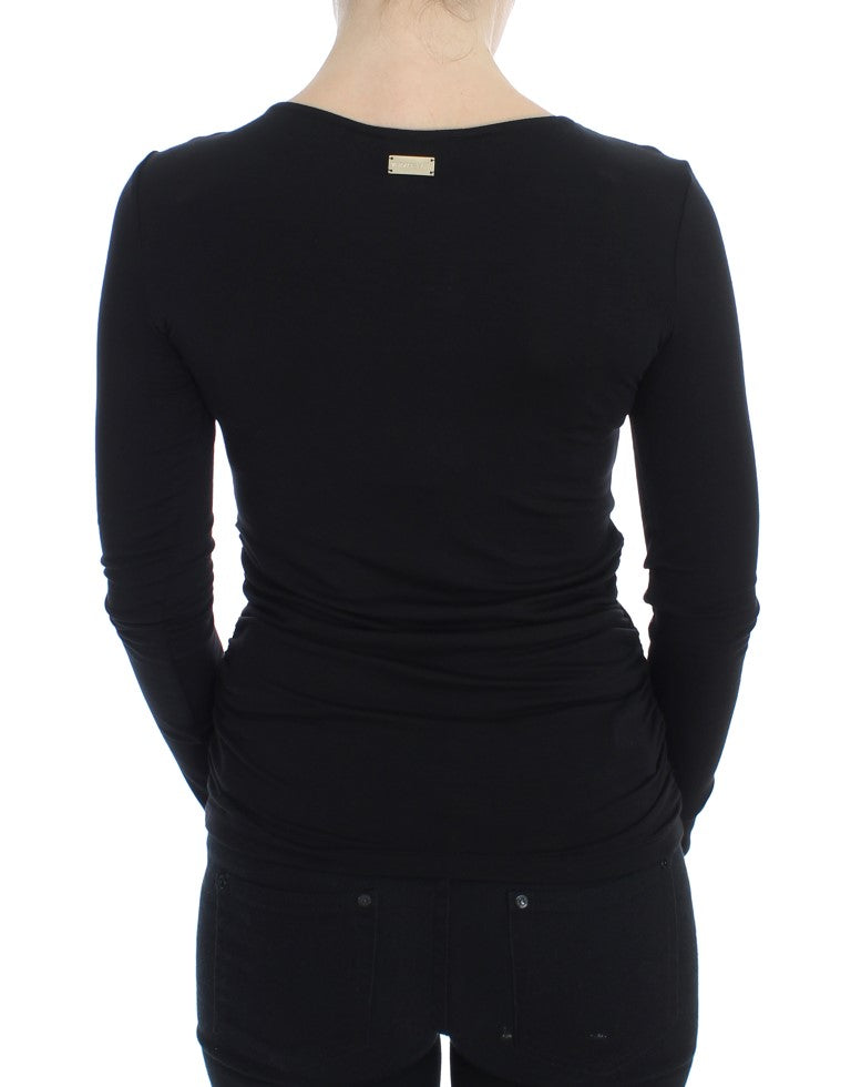 Elegant V-Neck Black Viscose Blend Sweater Versace Jeans