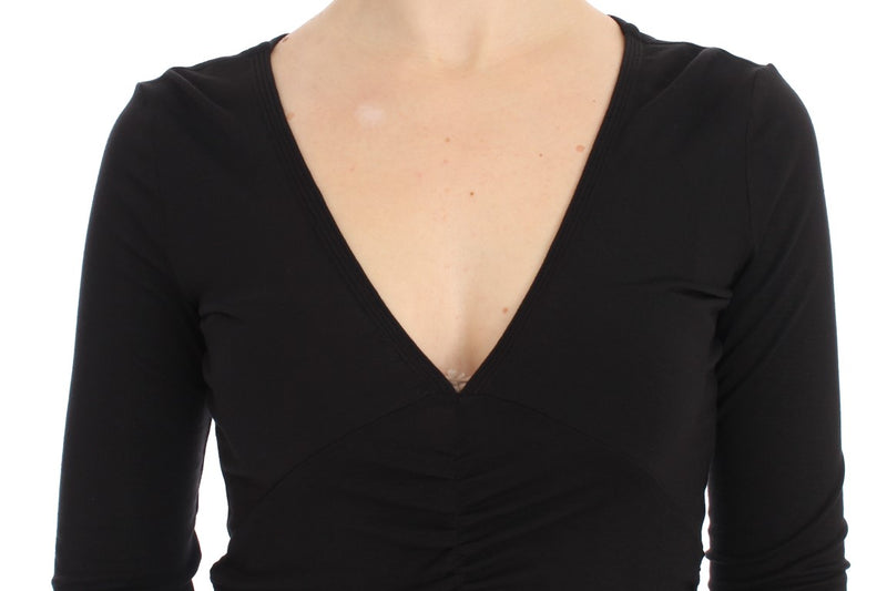 Elegant V-Neck Black Viscose Blend Sweater Versace Jeans