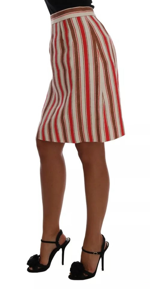 Multicolor Portofino Stripes Cotton Midi Skirt Dolce & Gabbana