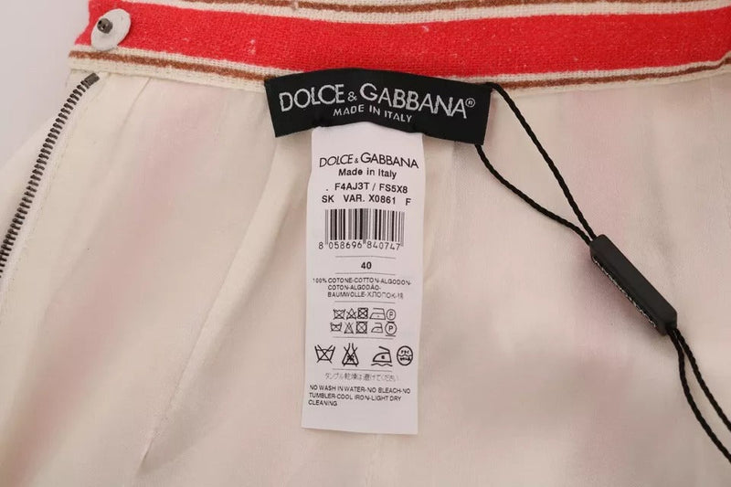 Multicolor Portofino Stripes Cotton Midi Skirt Dolce & Gabbana