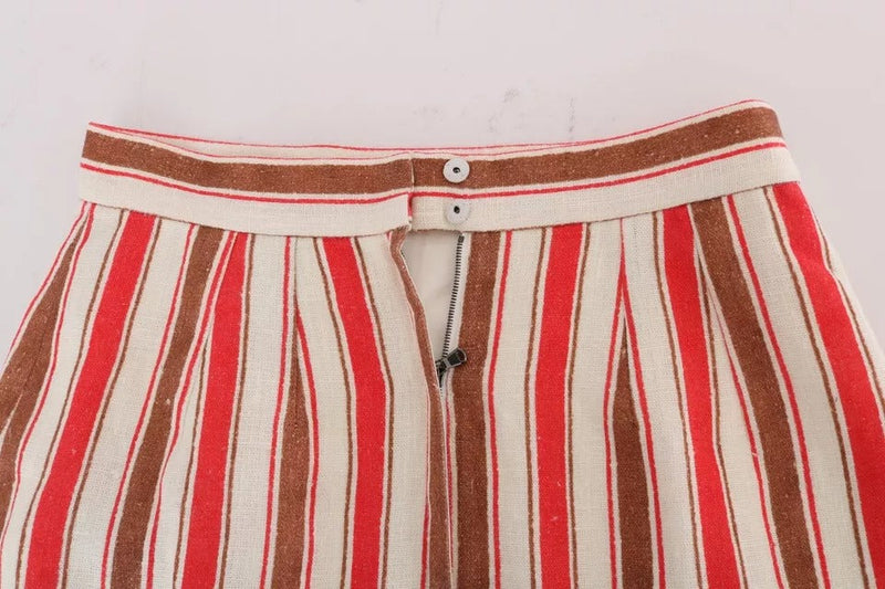 Multicolor Portofino Stripes Cotton Midi Skirt Dolce & Gabbana
