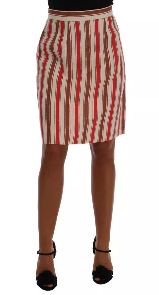 Multicolor Portofino Stripes Cotton Midi Skirt Dolce & Gabbana