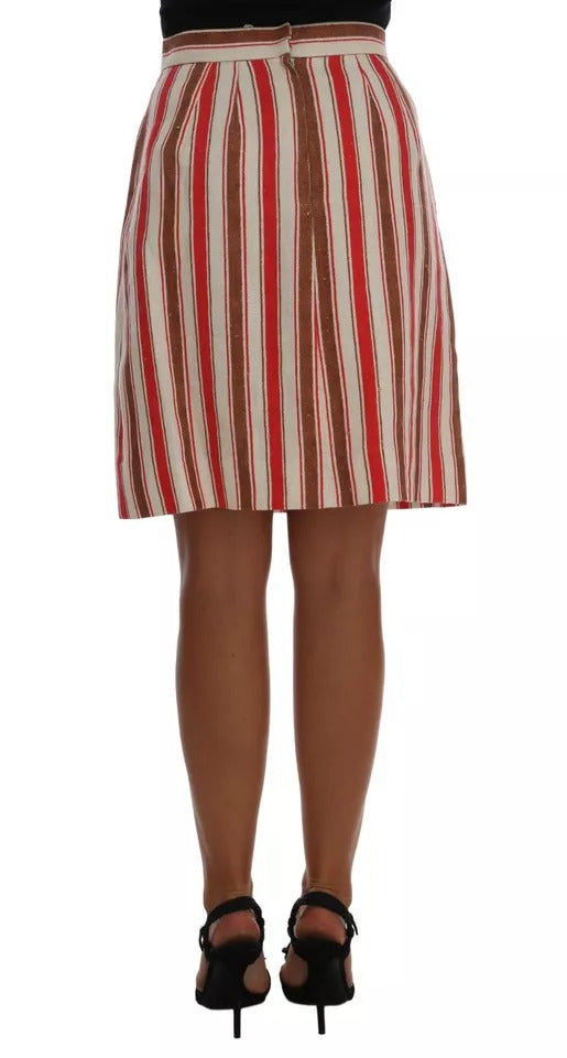 Multicolor Portofino Stripes Cotton Midi Skirt Dolce & Gabbana