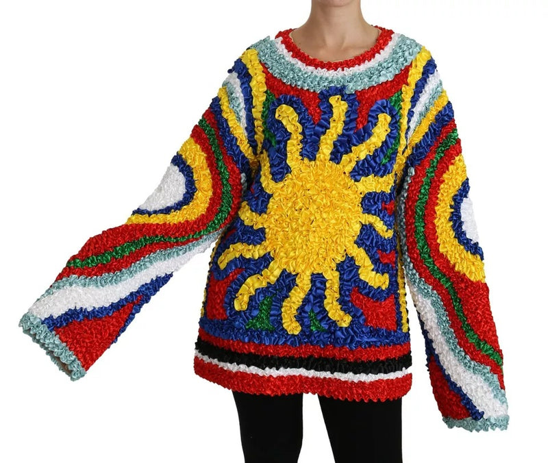 Multicolor Sun Ruffled Top Blouse Sweater