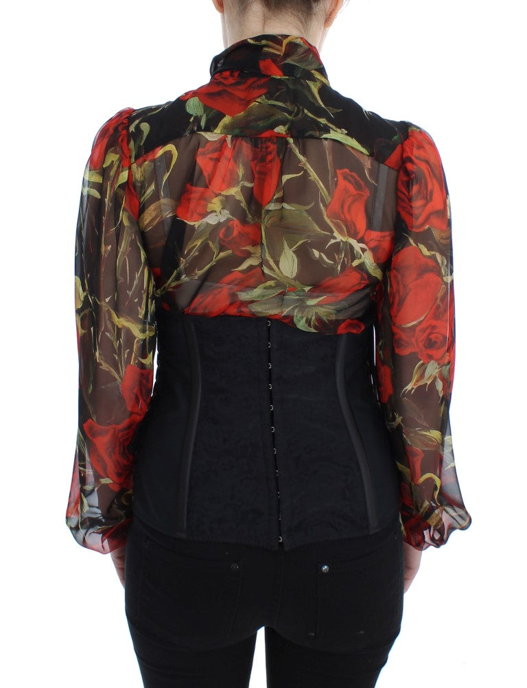 Elegant Black Floral Brocade Corset Belt Dolce & Gabbana