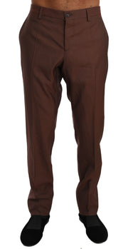 Elegant Brown Wool-Silk Formal Pants Dolce & Gabbana