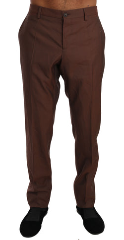 Elegant Brown Wool-Silk Formal Pants Dolce & Gabbana