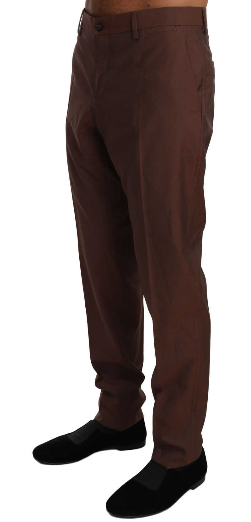 Elegant Brown Wool-Silk Formal Pants Dolce & Gabbana