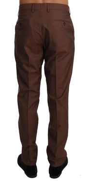 Elegant Brown Wool-Silk Formal Pants Dolce & Gabbana