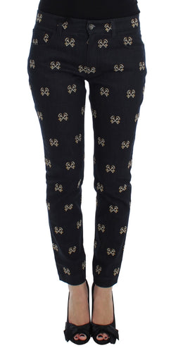 Elegant Embroidered Slim Fit Denim Jeans Dolce & Gabbana