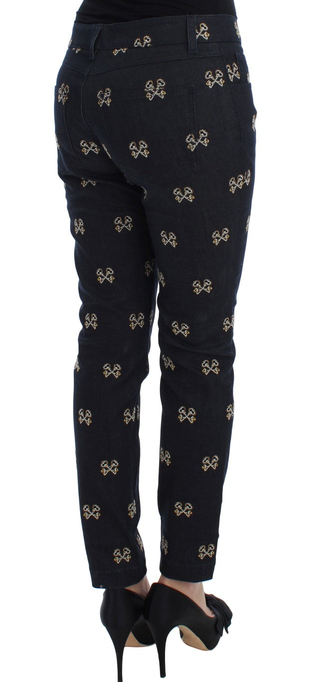 Elegant Embroidered Slim Fit Denim Jeans Dolce & Gabbana